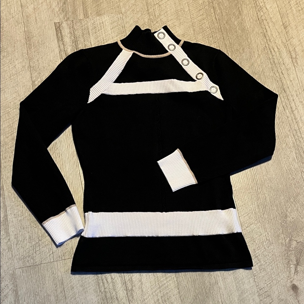 NILS Black, cream and white Striped Sweater